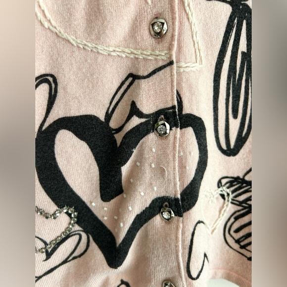 SUSAN BRISTOL Pink Heart Embroidered Cardigan Sweater – M - Picture 5 of 10